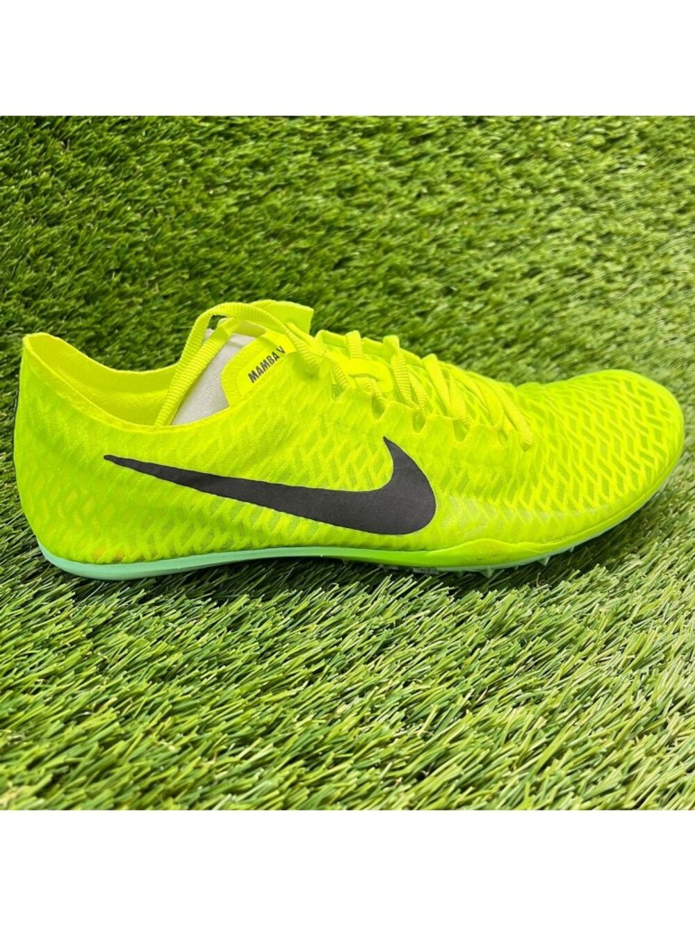 Nike Zoom Mamba 5 Mens Size 6.5 Volt Black Running Track & Field Spike Shoes